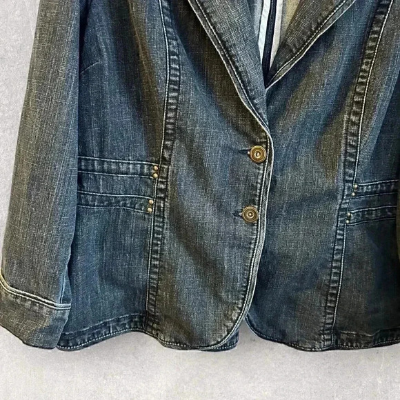 Mwah Jeans Denim Jacket women's plus size 1X medium wash with pockets - Picture 3 of 10